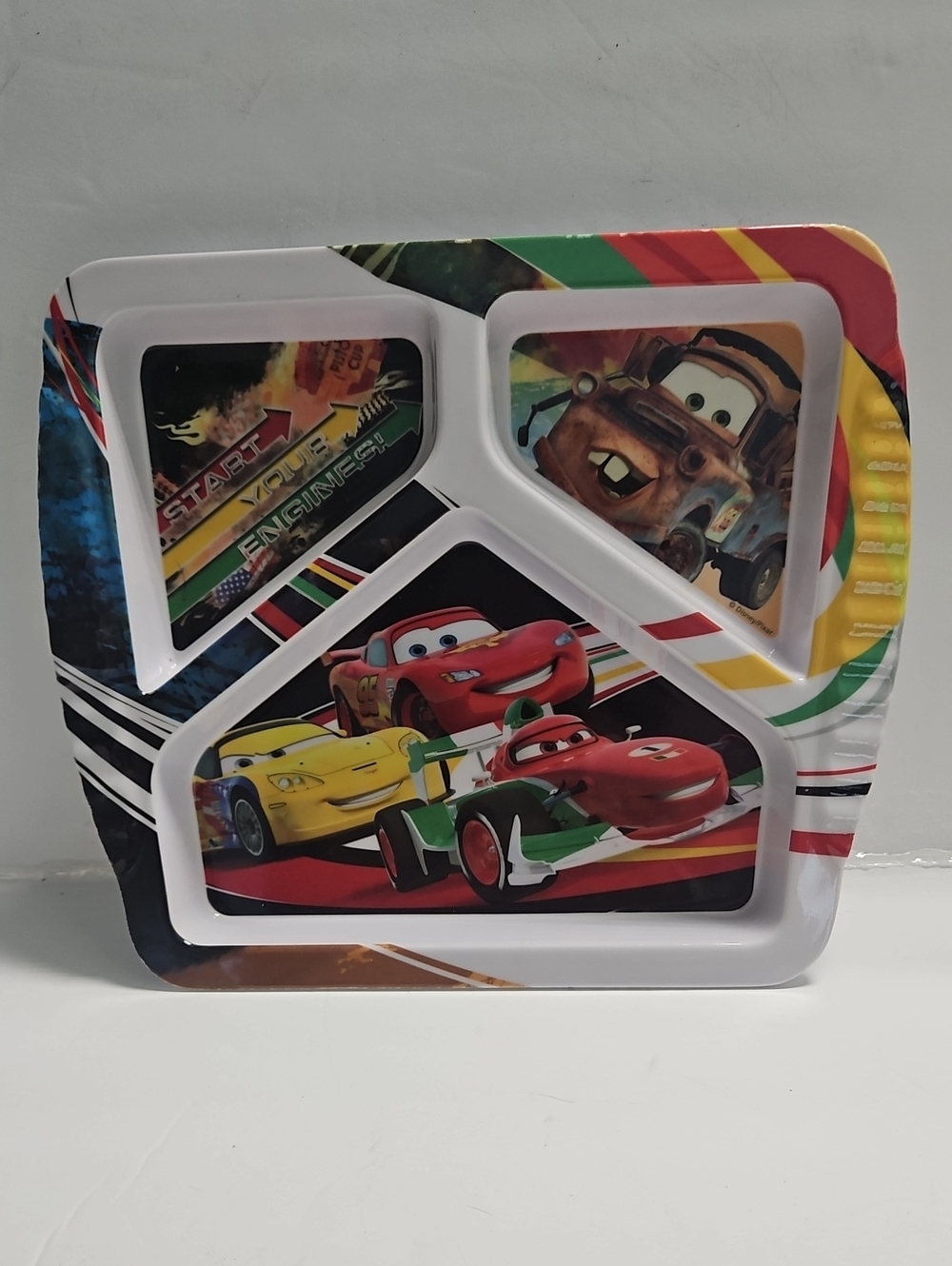 Disney Cars Sectioned Plate - Red, Yellow, Green, White